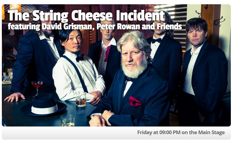 String Cheese Incident featuring David Grisman, Peter Rowan and Friends at Gathering Of The Vibes Friday 9pm on the Main Stage