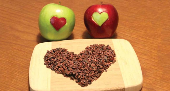 Valentine apples and chocolate