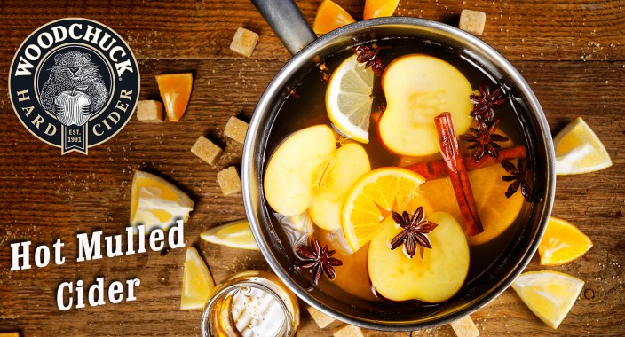 Mulled apple cider in a pot